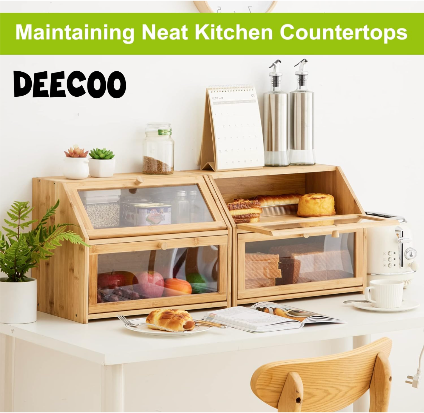 Boîte à Pain Double Couches en Bambou