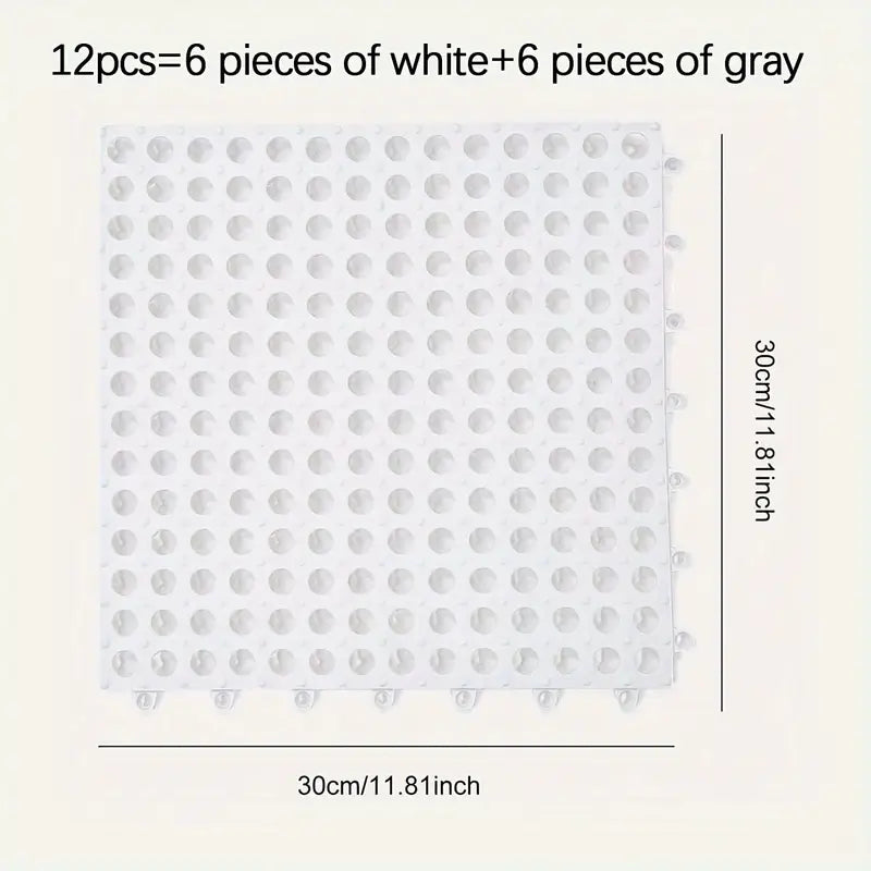 Tapis de Bain Transparents Anti-Dérapants – Lot de 12, Design Damier 🚿✨