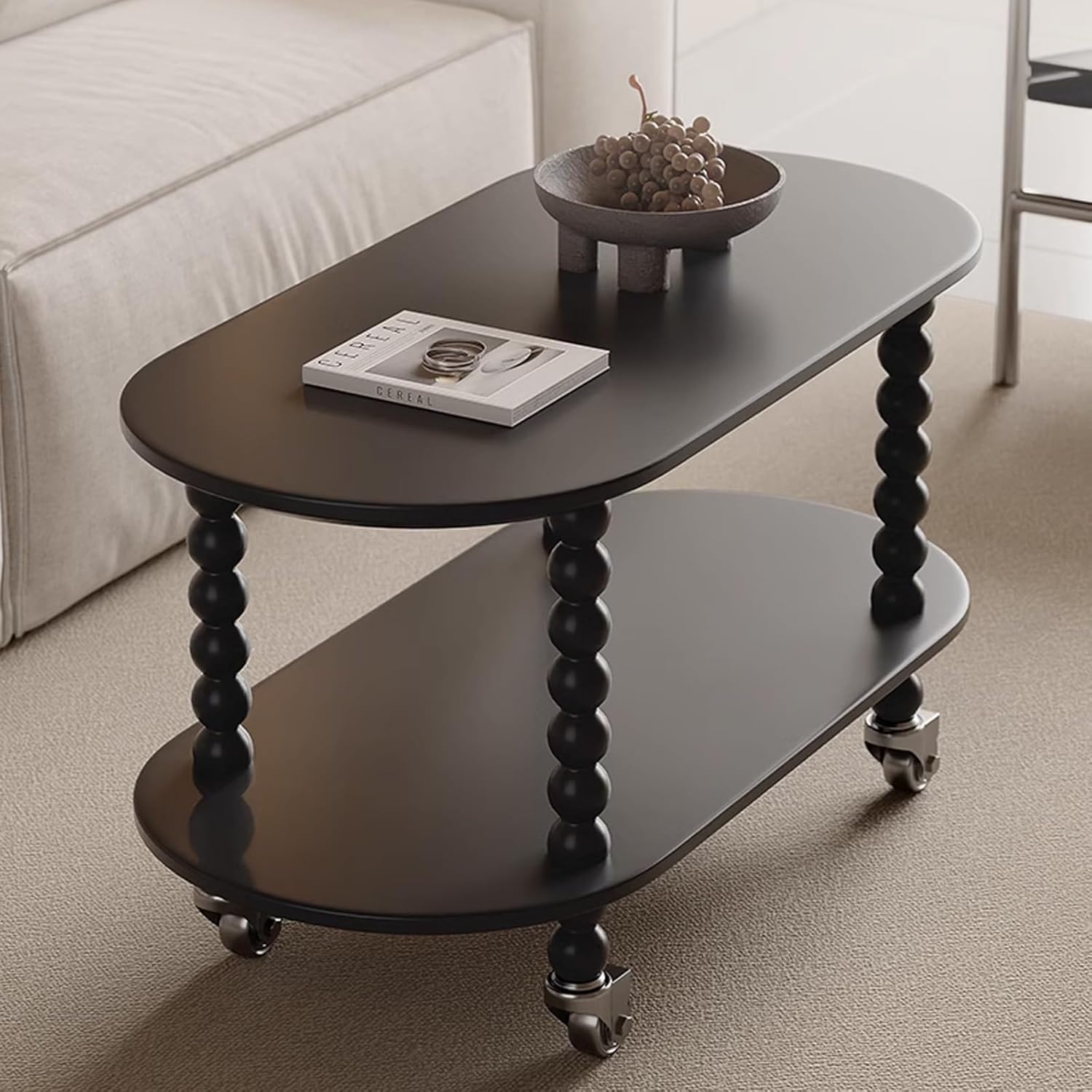 Table basse mobile style crème française – salon, canapé, appartement
