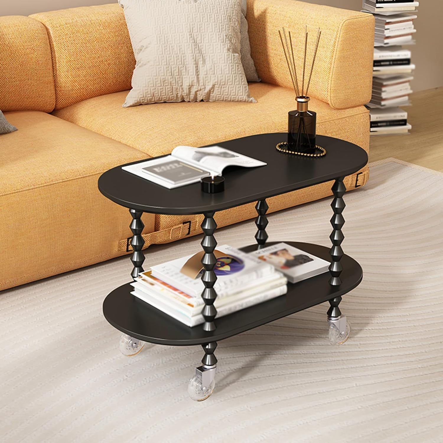 Table basse mobile style crème française – salon, canapé, appartement