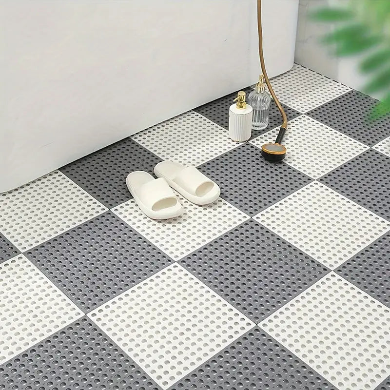 Tapis de Bain Transparents Anti-Dérapants – Lot de 12, Design Damier 🚿✨