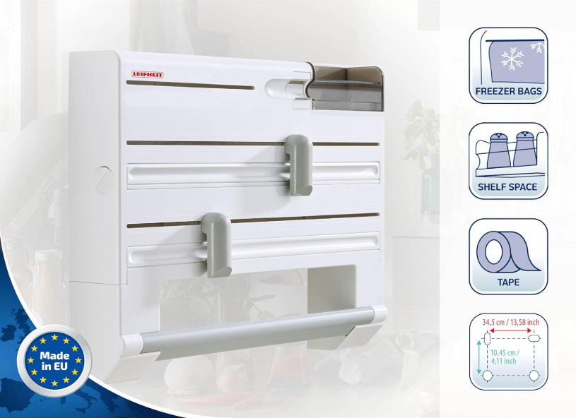 🧻 Distributeur mural Leifheit pour film alimentaire et papier aluminium