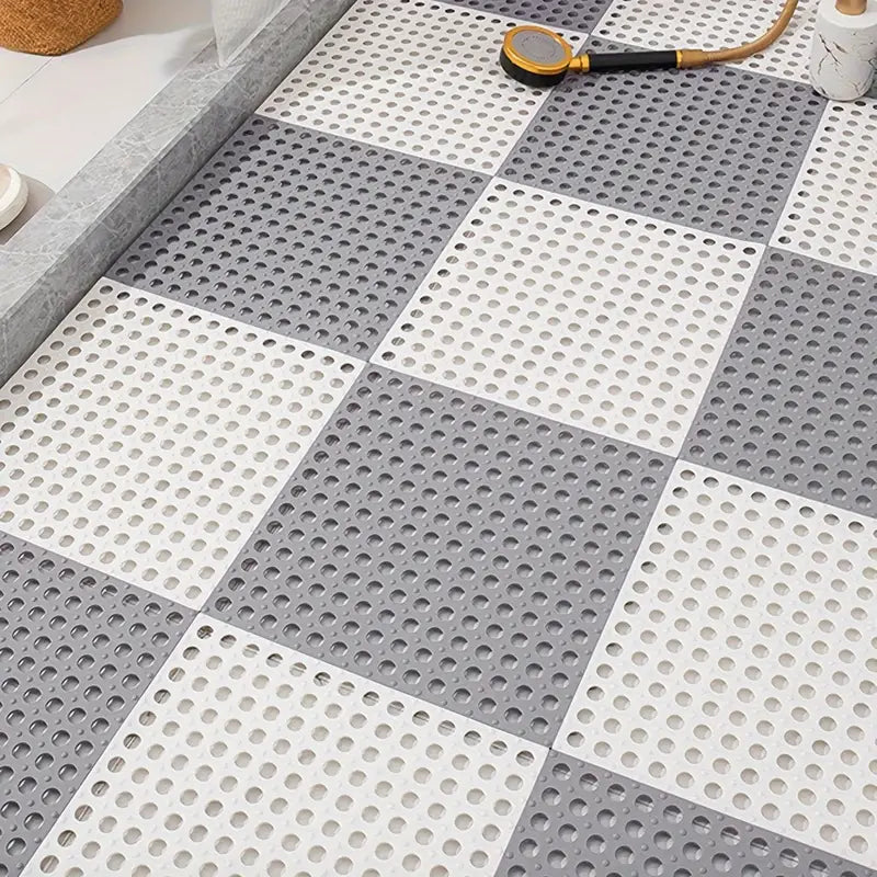 Tapis de Bain Transparents Anti-Dérapants – Lot de 12, Design Damier 🚿✨
