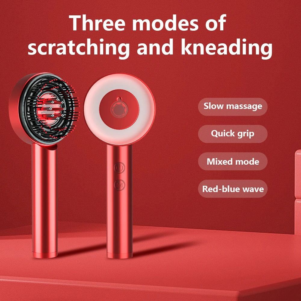 Masseur de cuir chevelu électrique avec lumière rouge et applicateur d'huile