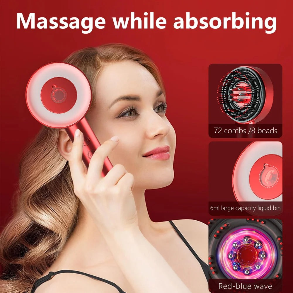 Masseur de cuir chevelu électrique avec lumière rouge et applicateur d'huile