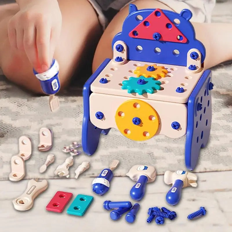 Boîte à Outils Éducative de 60 Pièces pour Enfants - Jouet de Construction et Puzzle