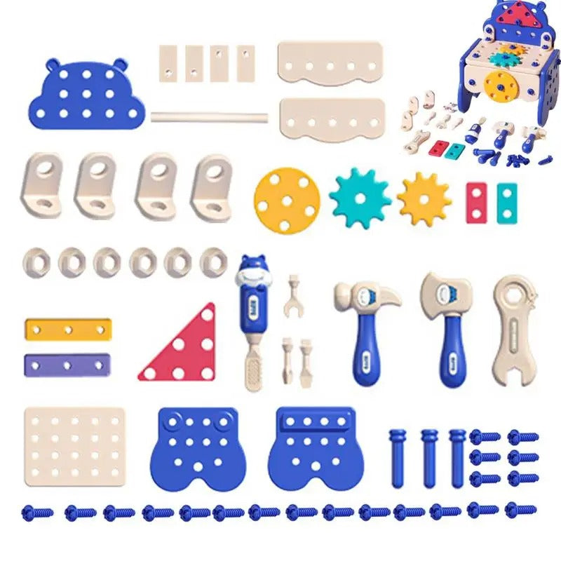 Boîte à Outils Éducative de 60 Pièces pour Enfants - Jouet de Construction et Puzzle