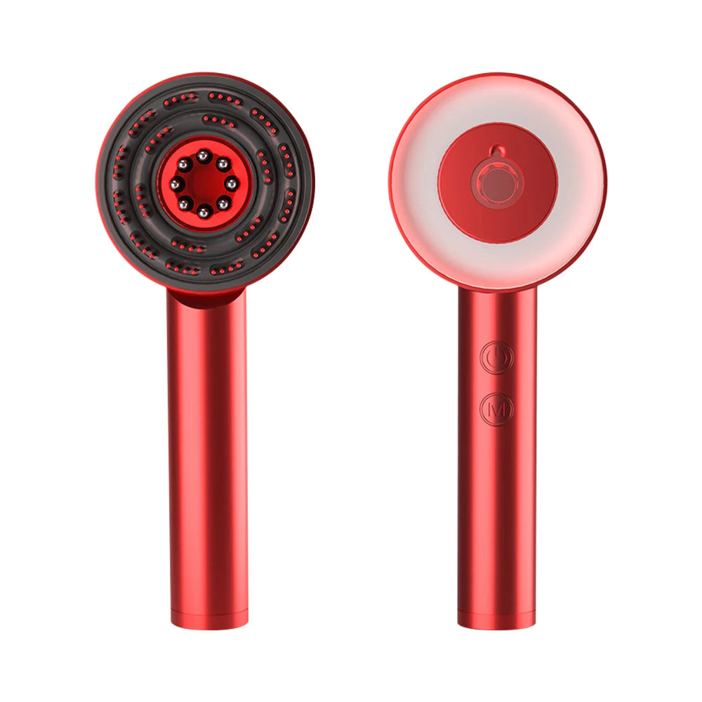 Masseur de cuir chevelu électrique avec lumière rouge et applicateur d'huile