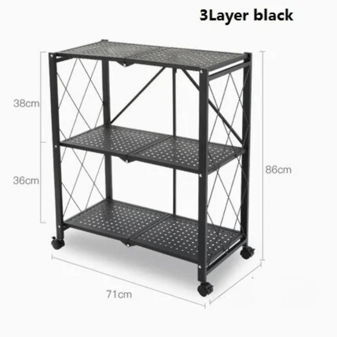 رف معدني متين قابل للطي بثلاثة مستويات