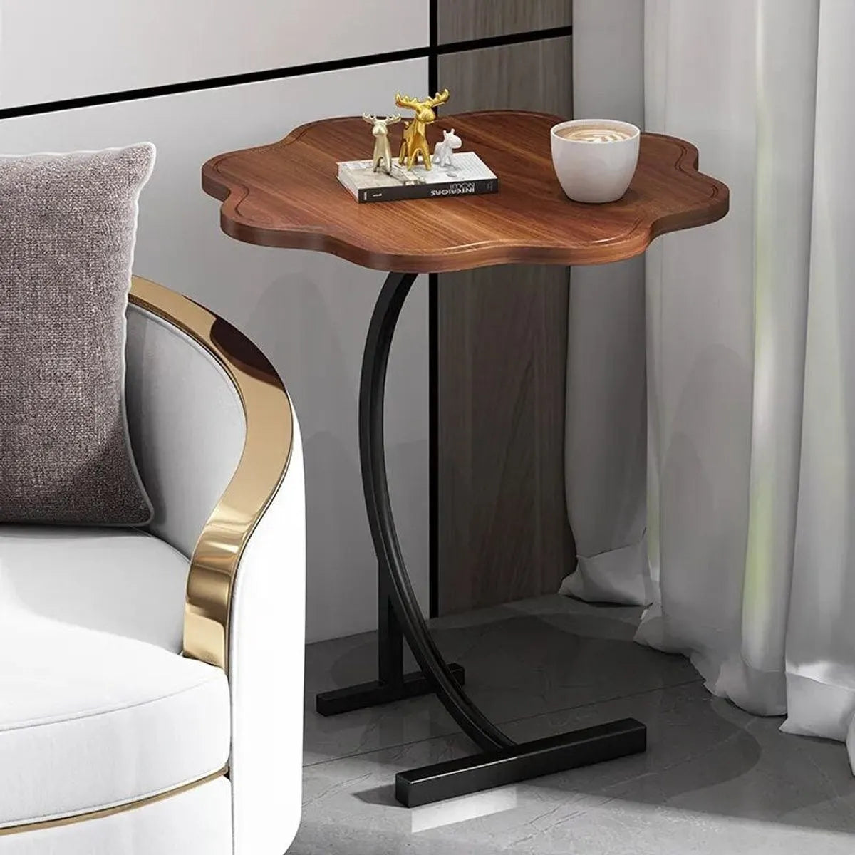 Petite table d'appoint blanche en C – Plateau télé pour canapé ou lit – Salon et chambre
