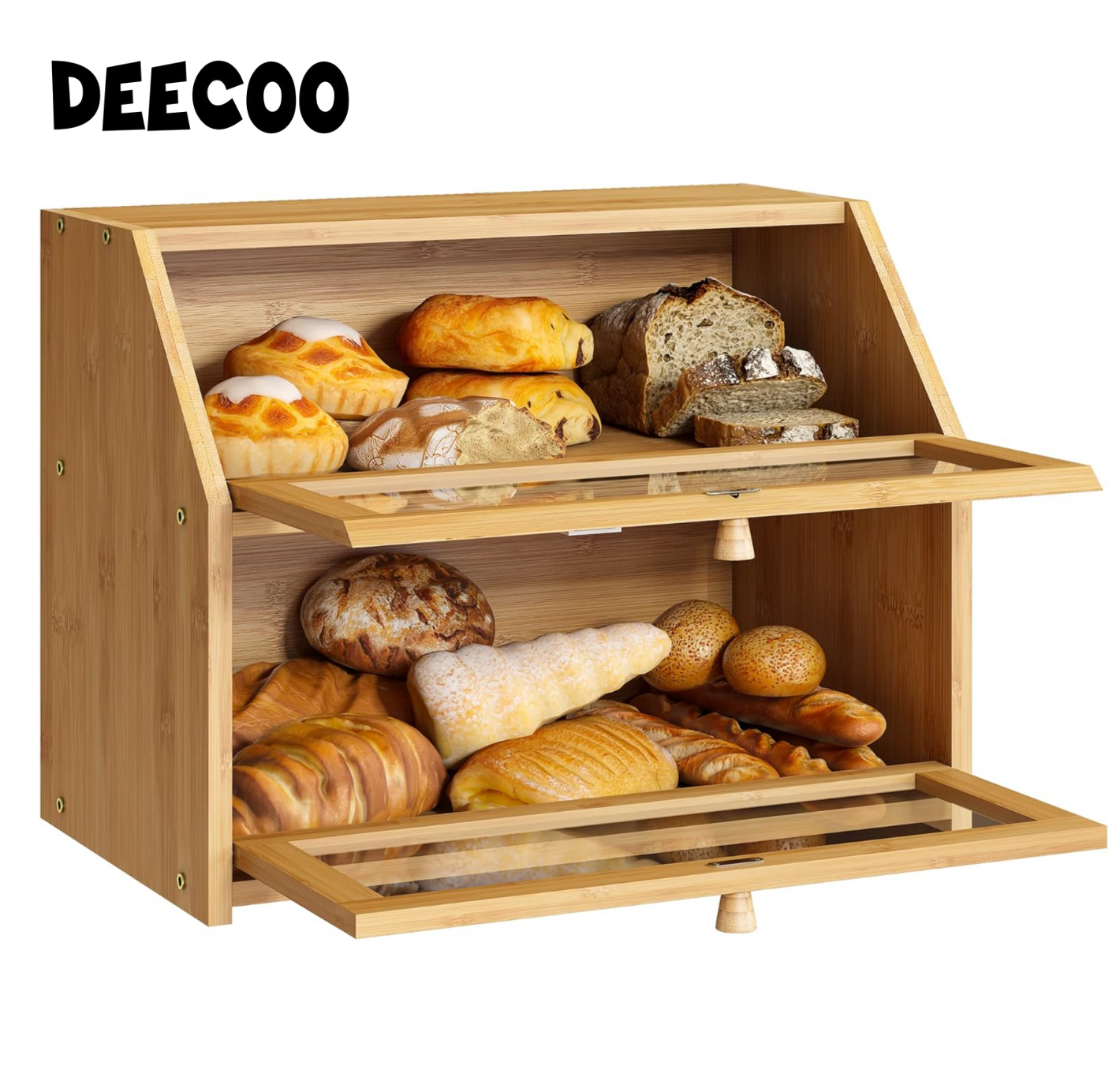 Boîte à Pain Double Couches en Bambou