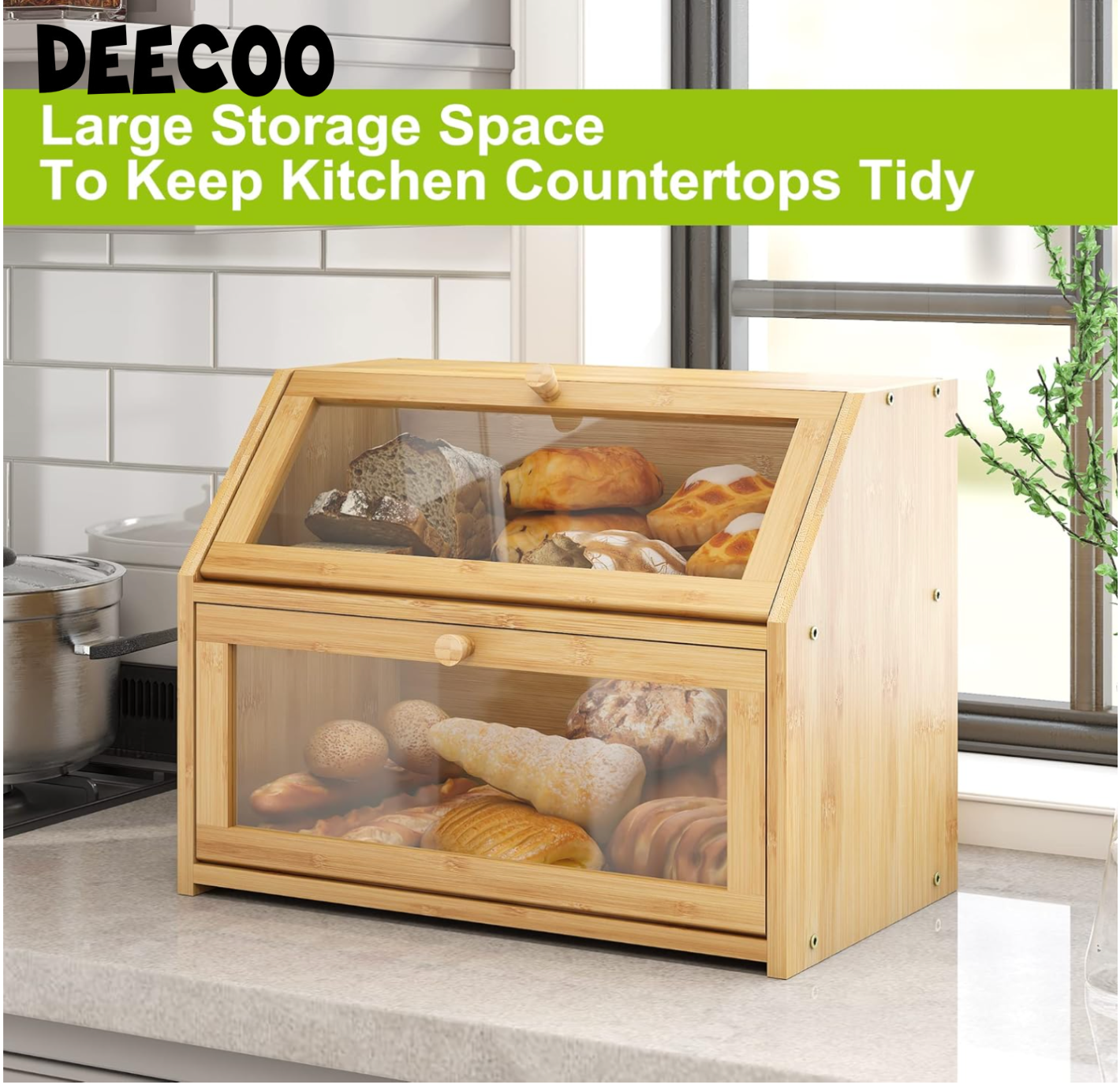 Boîte à Pain Double Couches en Bambou