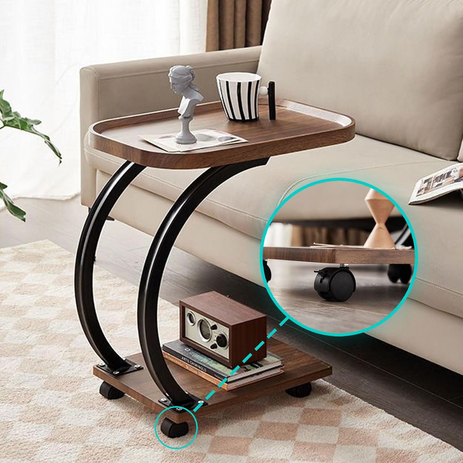 Table d'appoint C à roulettes, stable et mobile