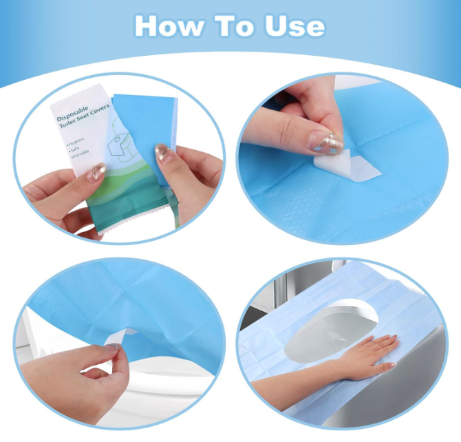 🧻 Sachets Hygiéniques Jetables pour Couvercle de Toilettes – Lot de 50 PCS