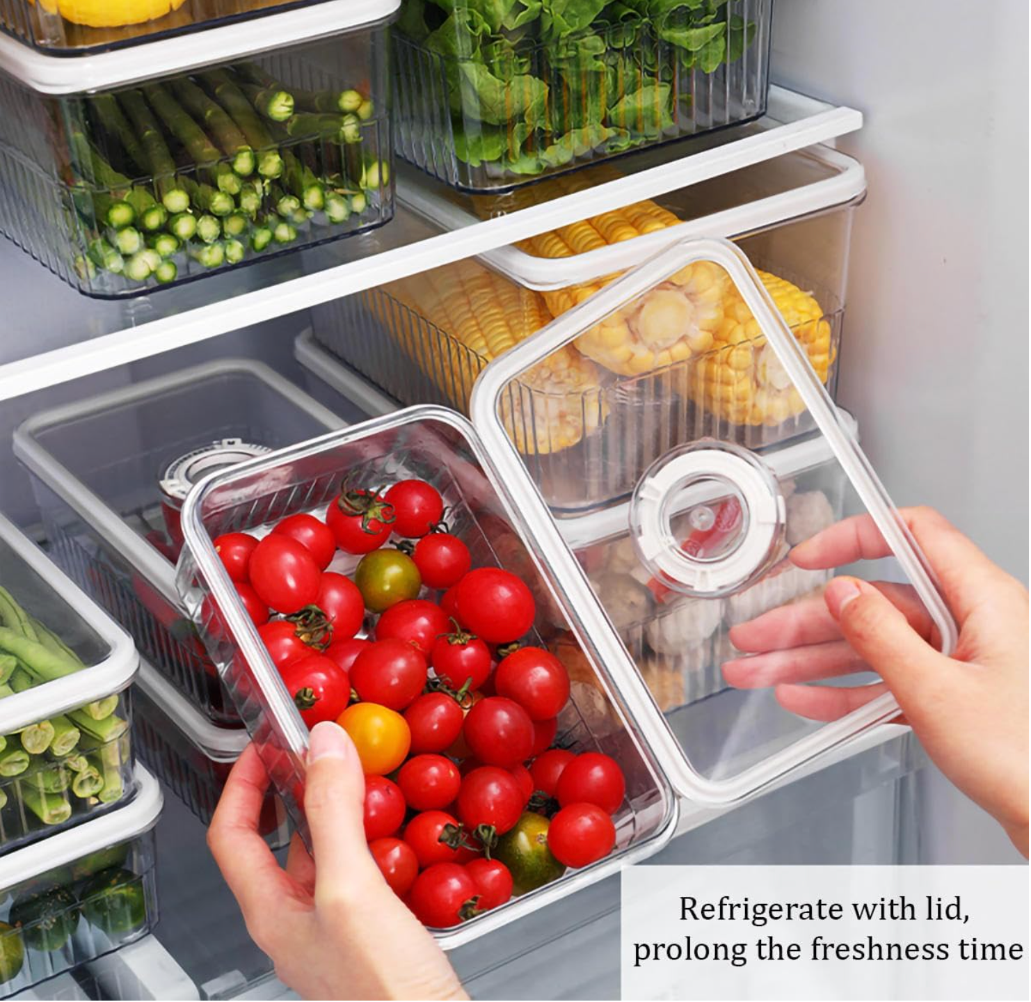 Boîte de Rangement pour Réfrigérateur avec Couvercle