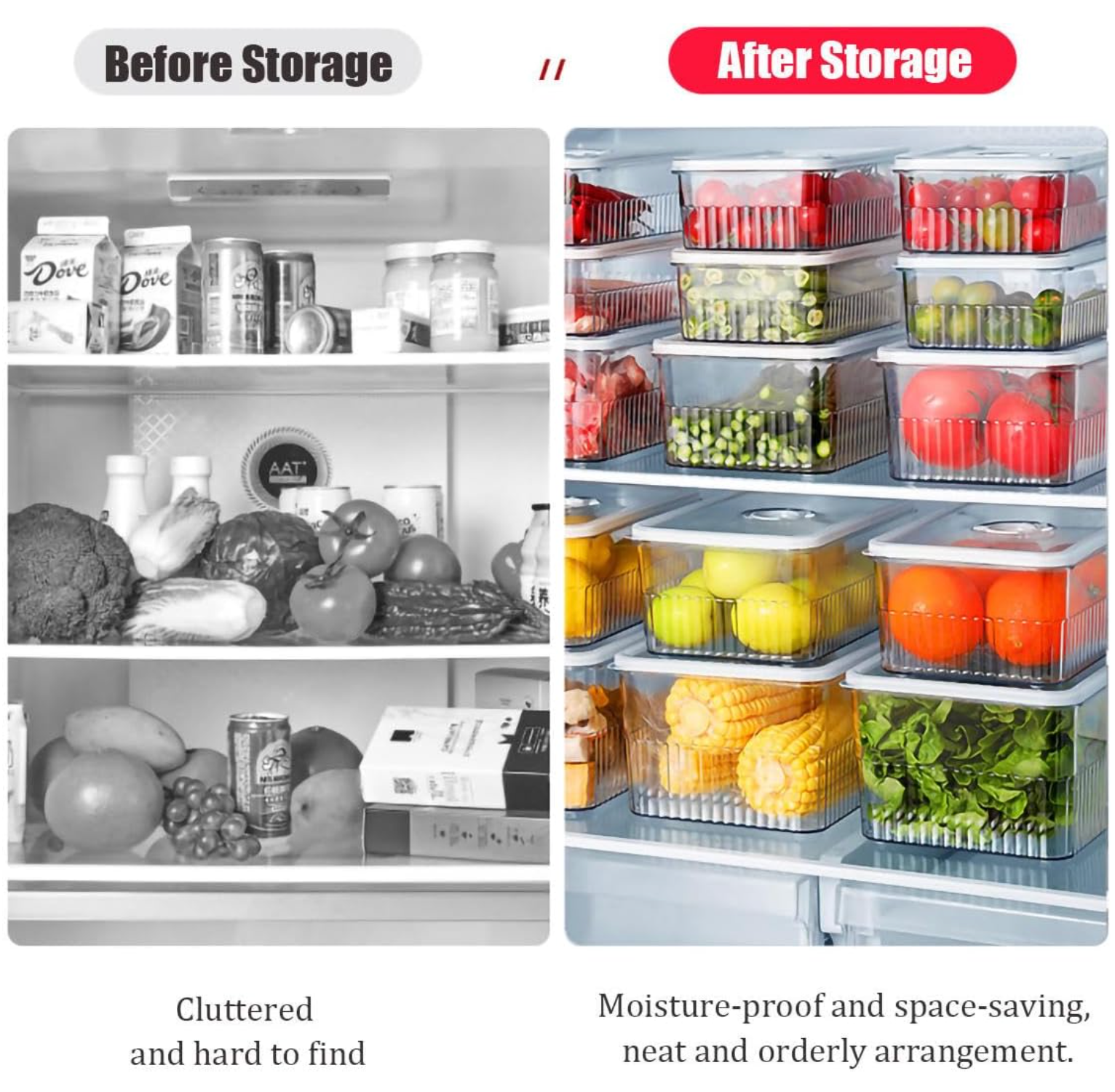 Boîte de Rangement pour Réfrigérateur avec Couvercle