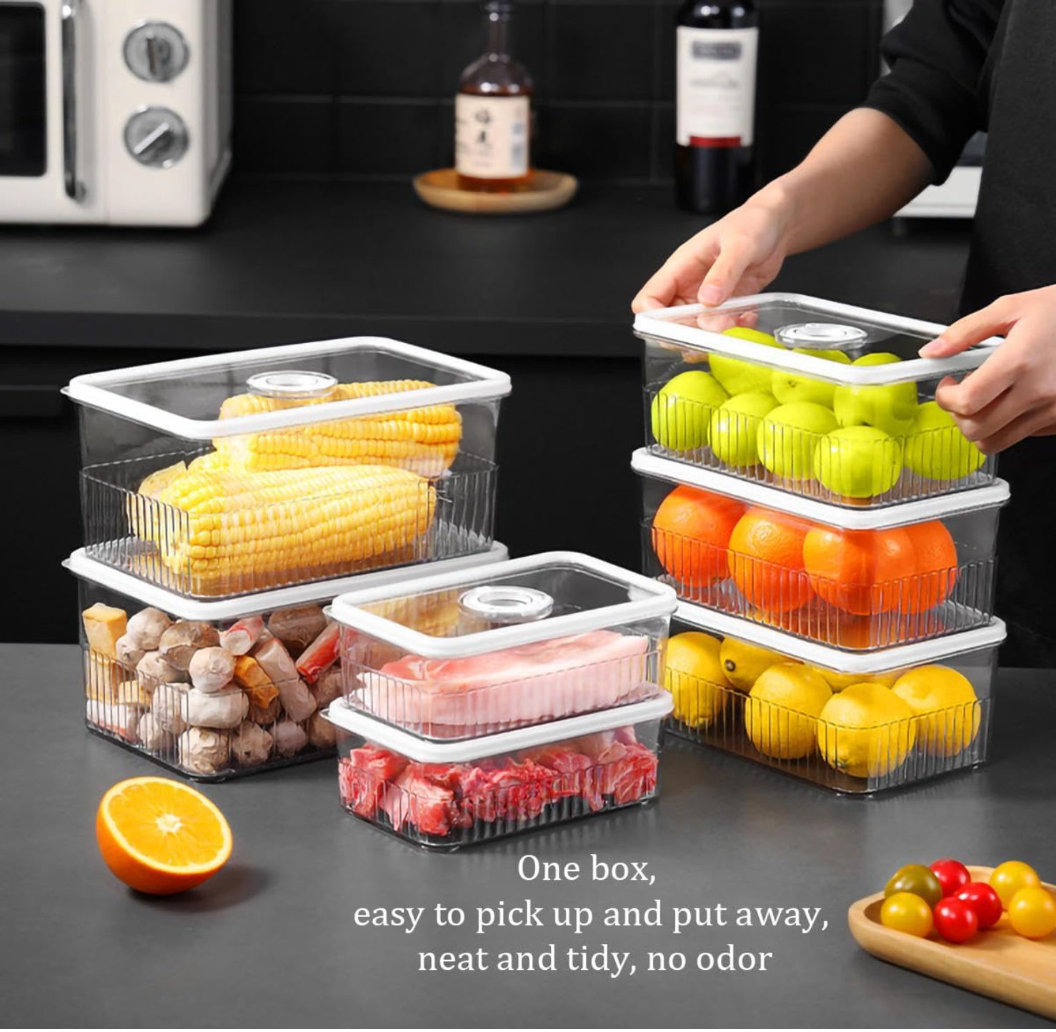 Boîte de Rangement pour Réfrigérateur avec Couvercle