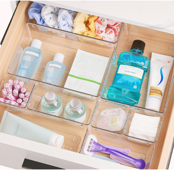 Clear Drawer Organizer Set – 25 Pieces